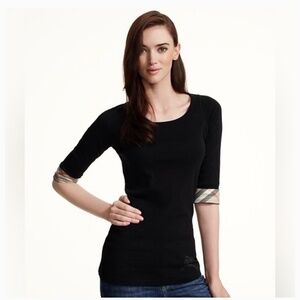 Burberry Brit top with plaid sleeve